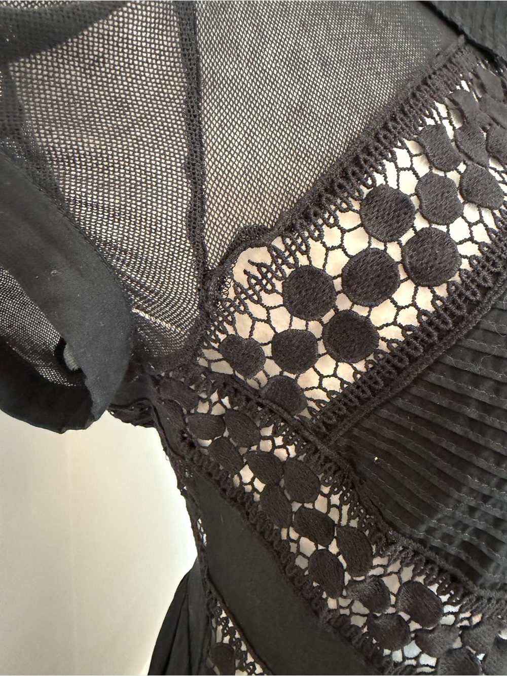 Free People Black Lace Cap Sleeve Whimsigoth Mini Dress Size 12 - Picture 8 of 14